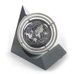 Pyramid Spinning Globe Clock