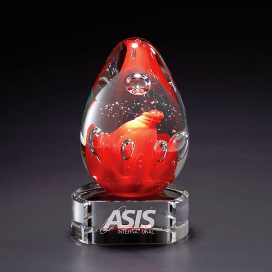 On Fire Glass Egg and Base