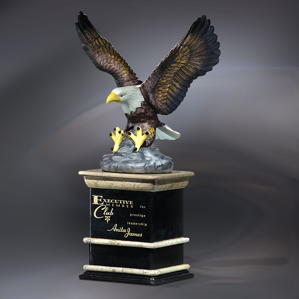 Colored Eagle On Stone Base