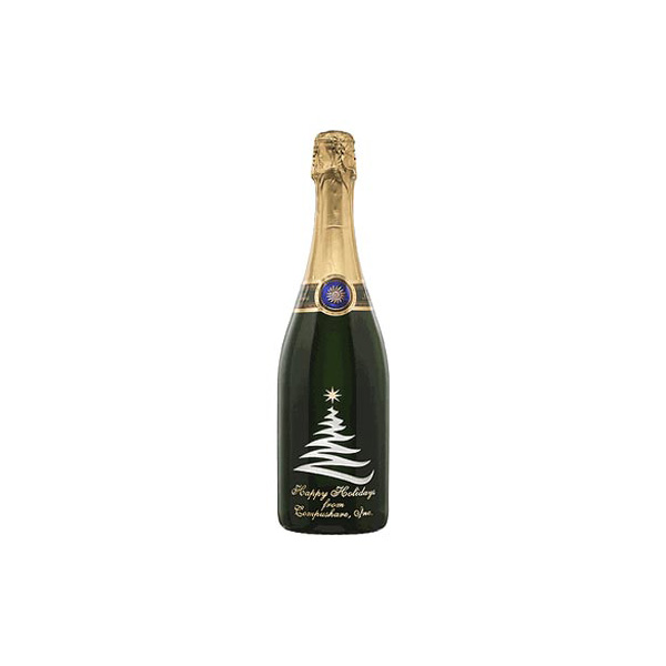 Modern Christmas Tree - Engraved Wine or Champagne