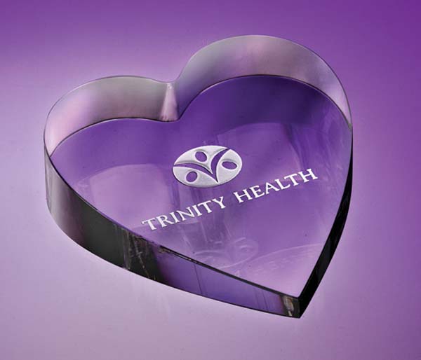 Heart Shaped Crystal Paperweight