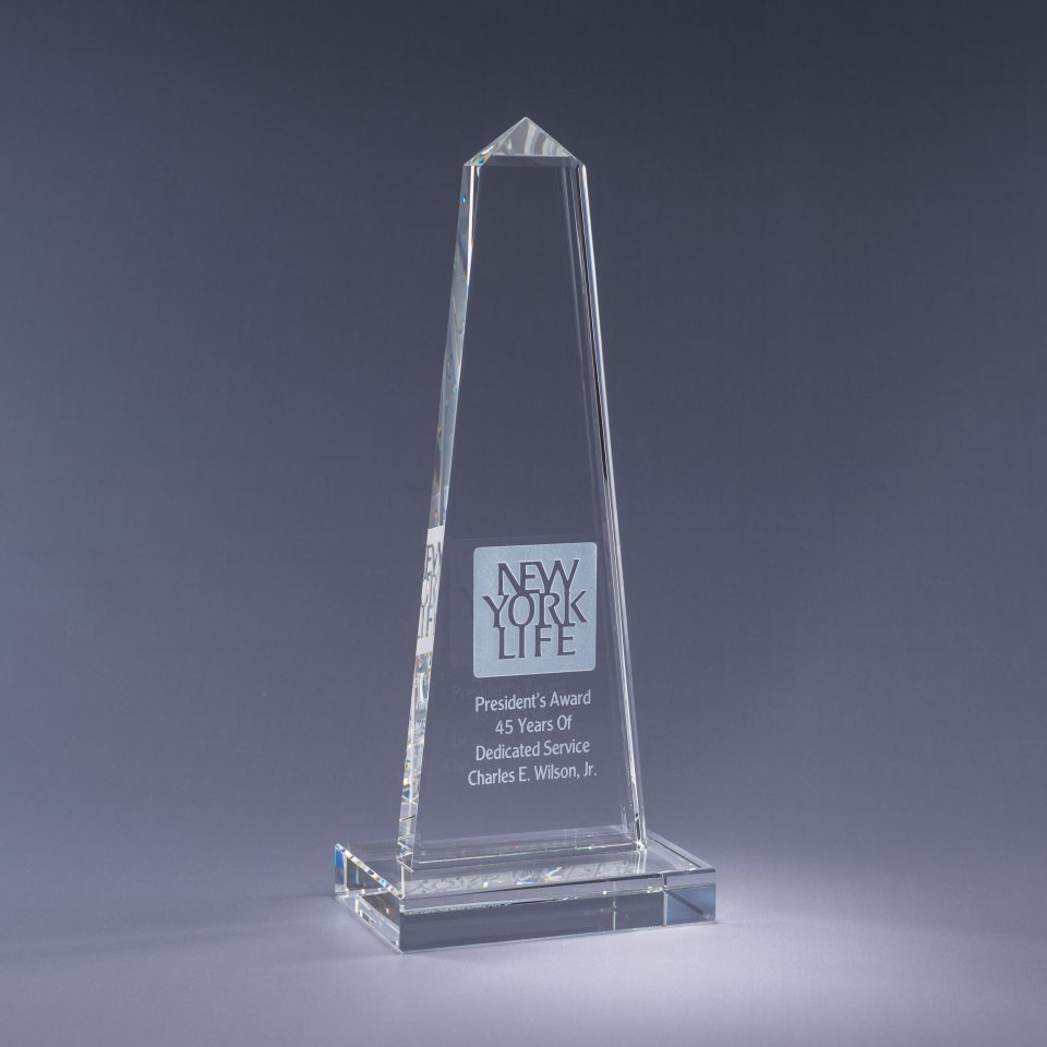 Crystal-Obelisk-Award On Base