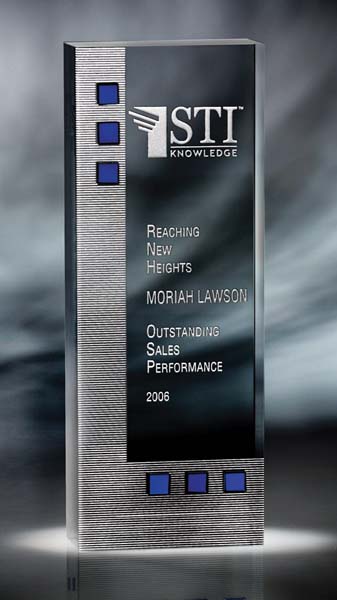 Touches-Of-Blue Crystal Block Award