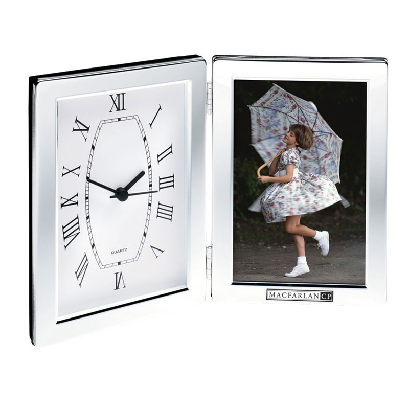 Customized Silver Desk Clock and Photo Frame Customized Silver Desk Clock and Photo Frame