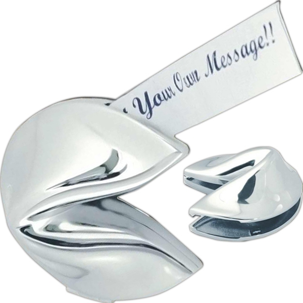 Silver Hinged Fortune Cookie Box