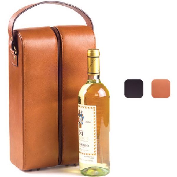 Leather Bag for 2 Bottles / Leather Bottle Carrier / Wine and 