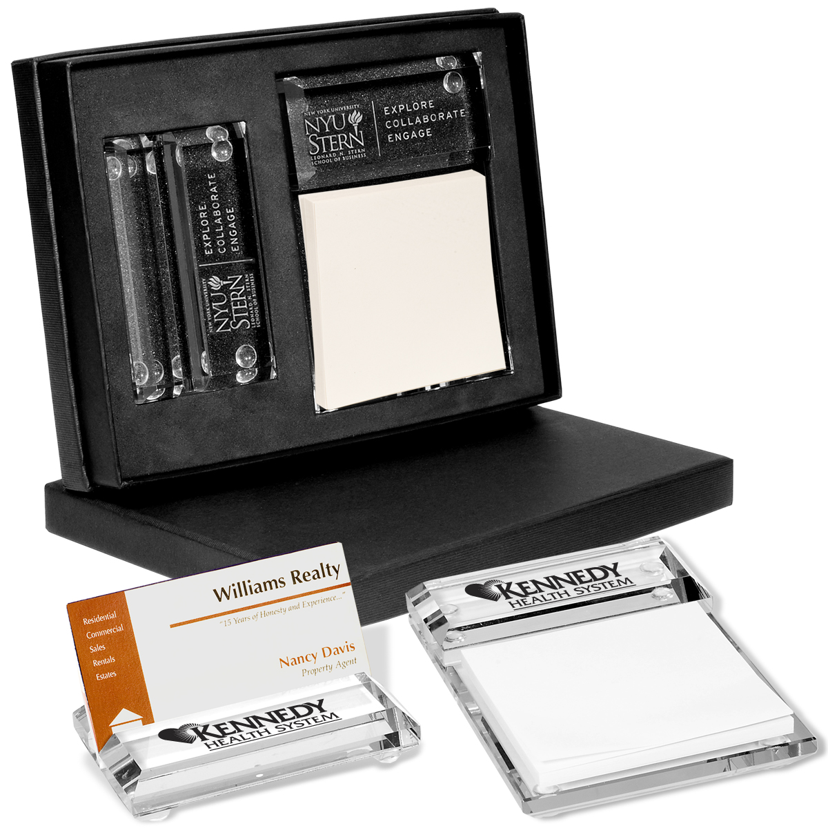 Cut Glass Business Card Holder and Memo Pad Set Cut Glass Business Card Holder and Memo Pad Set