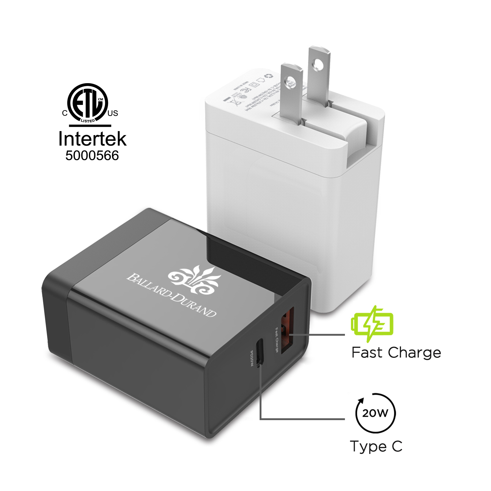 Fast Charging Power Wall Adapter USB-C + USB-A