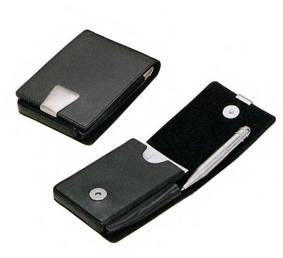 Executive Leather Card Case and Pen