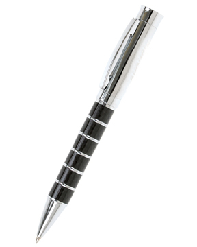 Circular Chrome Ring Barrel Ballpoint Pen