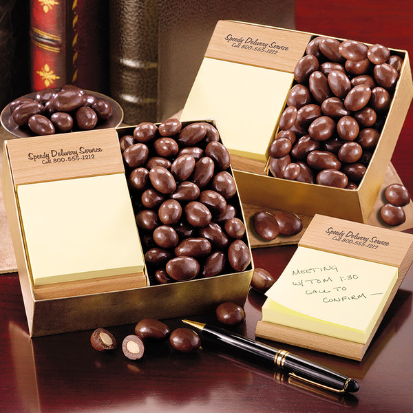 Post-It Note Pad and Chocolate Almonds