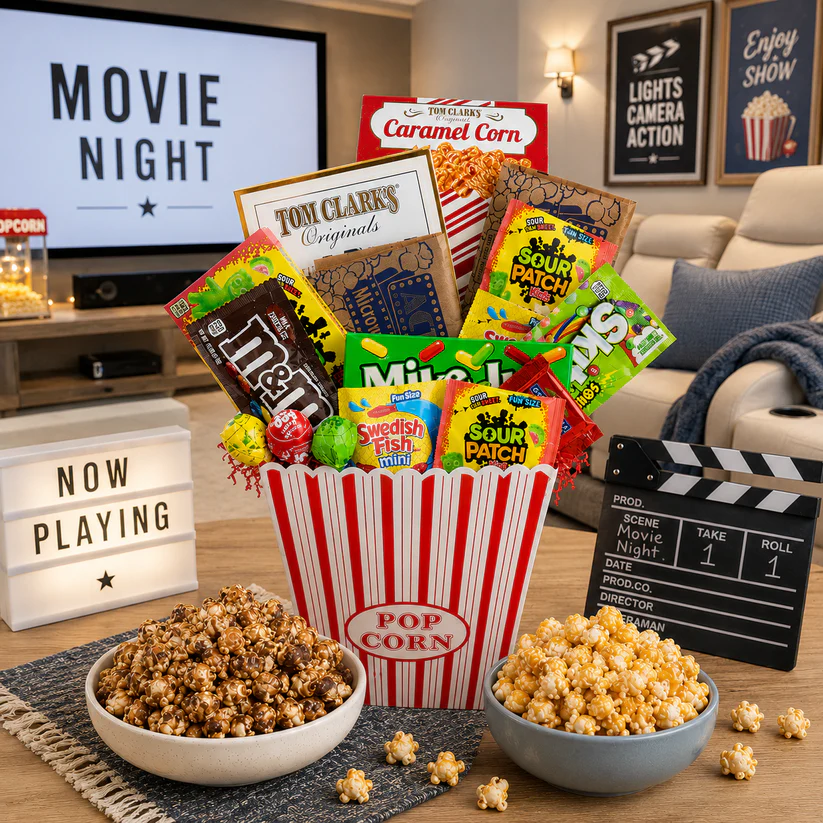 Movie Night Snack Collection with Popcorn Bowl