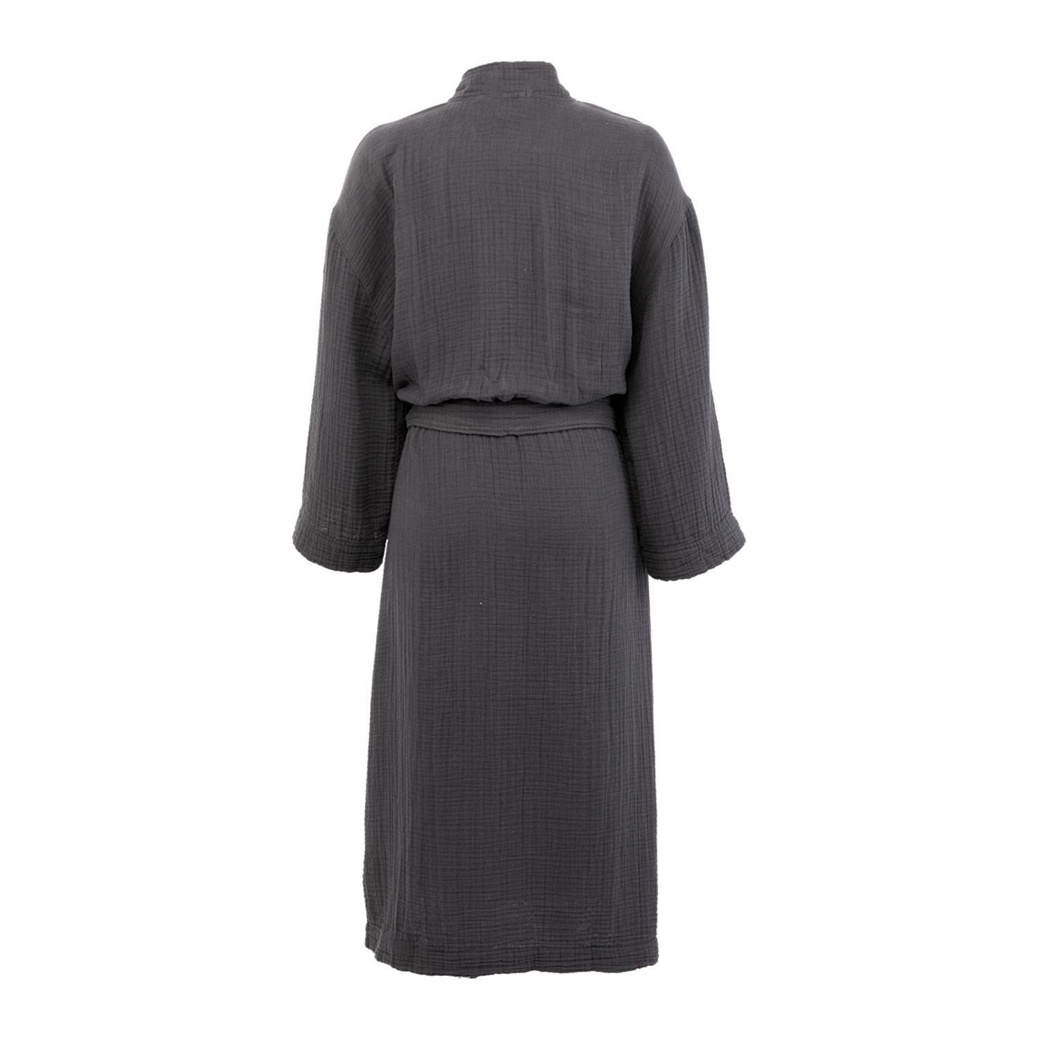 Cotton Muslin Spa Robe (Dark Gray) – Left-Chest Embroidery Included