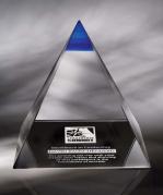 Optic-Crystal Blue Tipped Pyramid Award