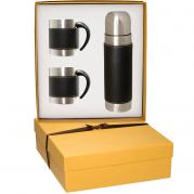 Faux Leather Wrapped Stainless Thermos and Mug Gift Set 1