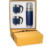 Faux Leather Wrapped Stainless Thermos and Mug Gift Set 3
