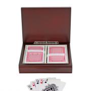 Rosewood Box and 2 Decks Playing Cards