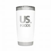 Custom logo imprint on YETI Rambler 20 oz Tumbler in white